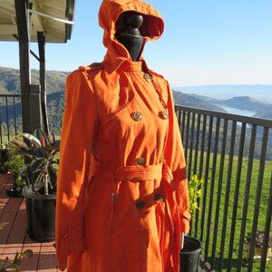 MILLARD FILLMORE ANTHROPOLOGIE TRENCH WINDBREAKER ORANGE JACKET S